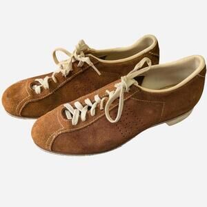 1960s Hyde Suede Bowling Shoes Cognac Brown Vintage 9.5